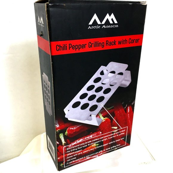 BBQ Chili Pepper Rack Grill Roasting  Arctic Monsoon  with corer NWT - Picture 2 of 10
